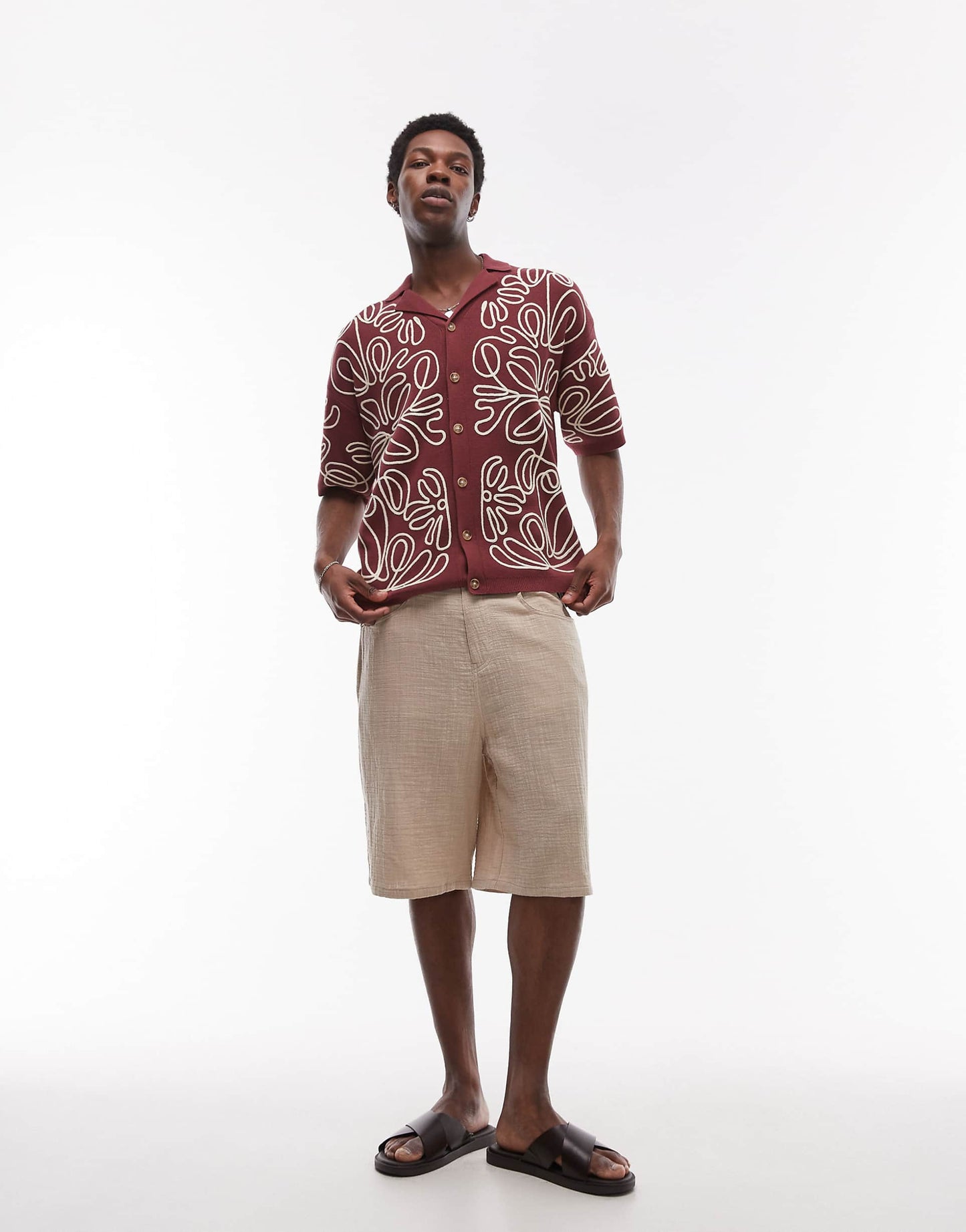 Relaxed Heavy Embroidered Floral Shirt