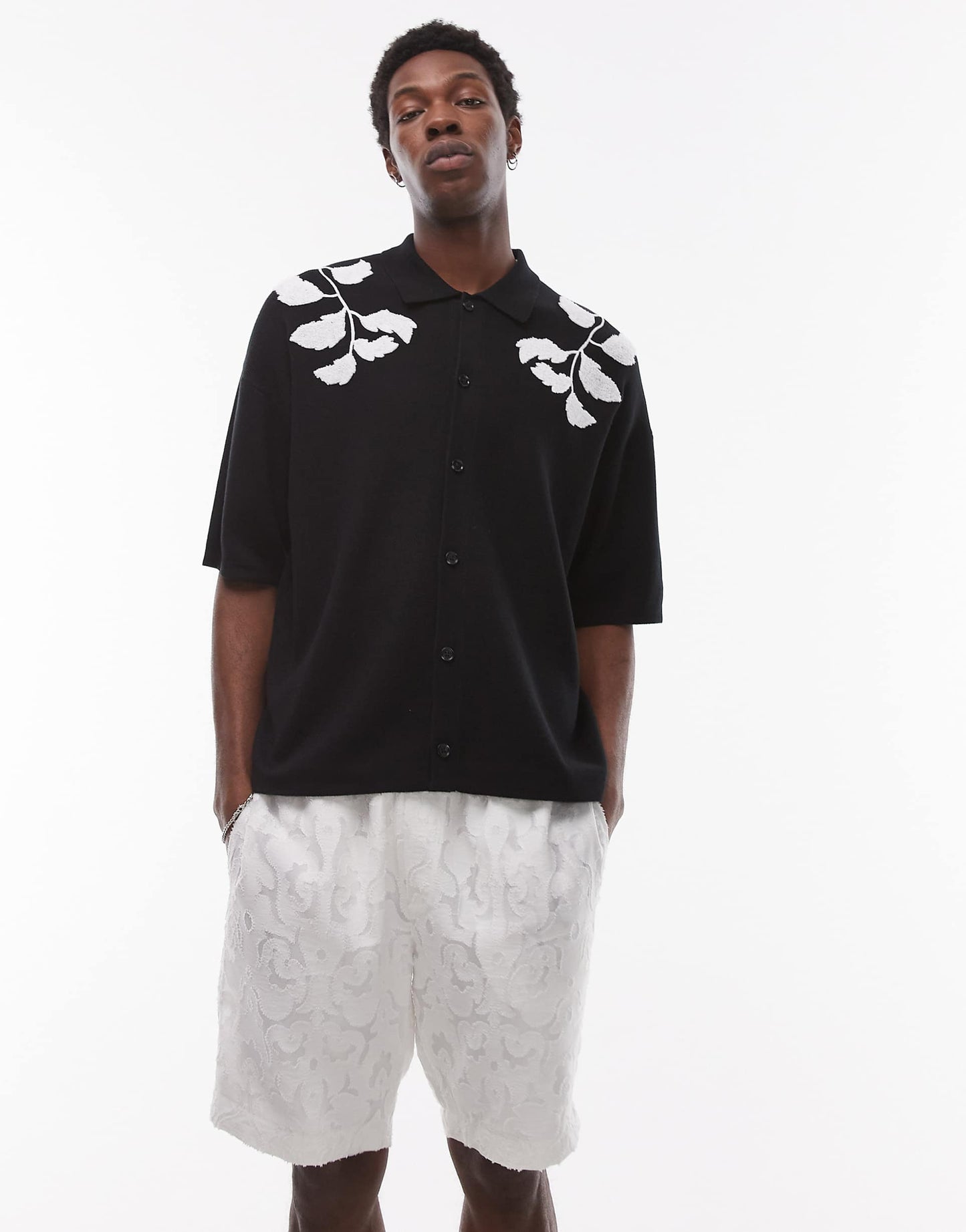 Embroidered Floral Knitted Shirt