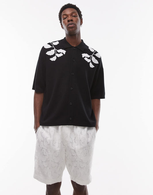 Embroidered Floral Knitted Shirt
