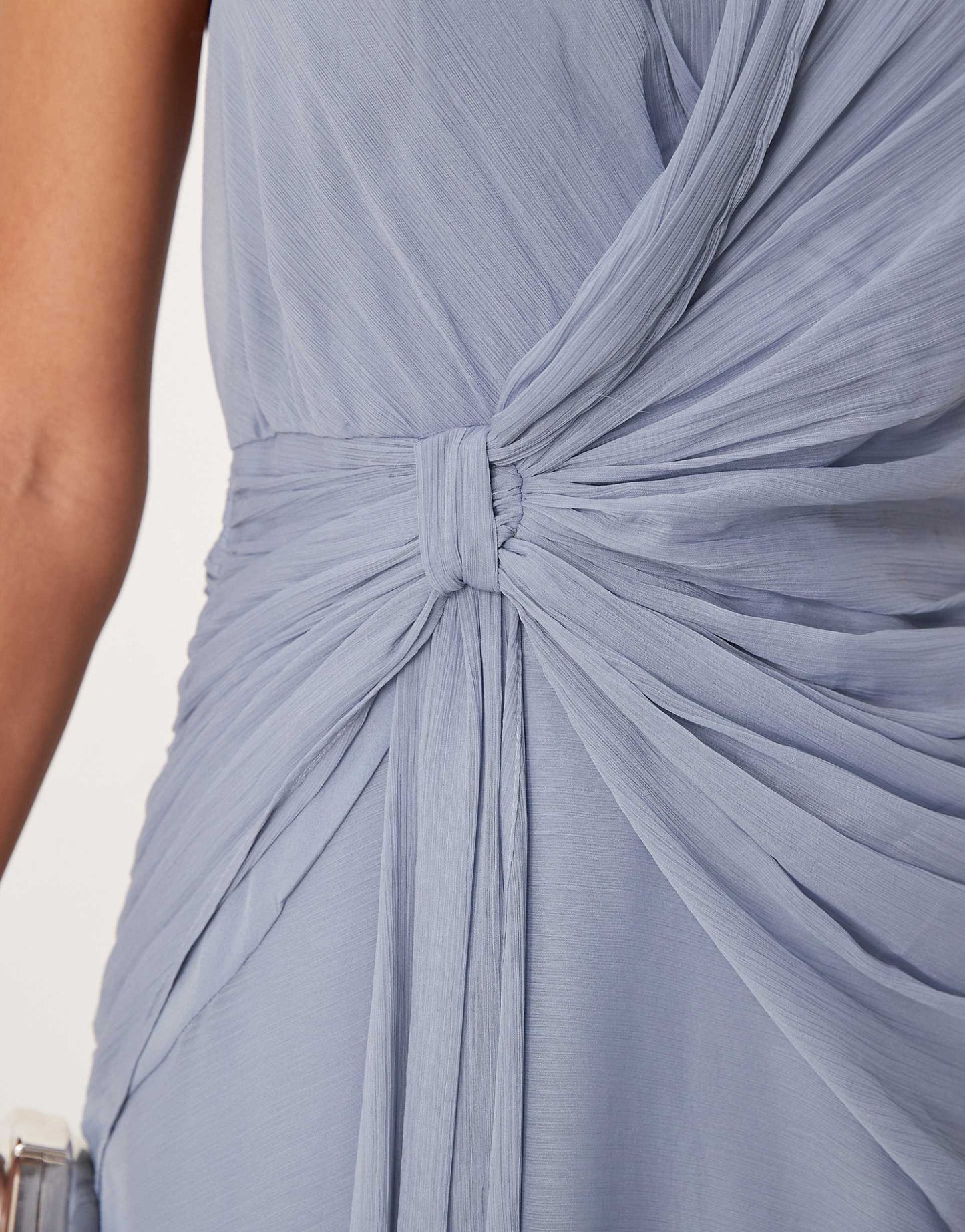 Halter Plunge Midi Dress With Drape Detail