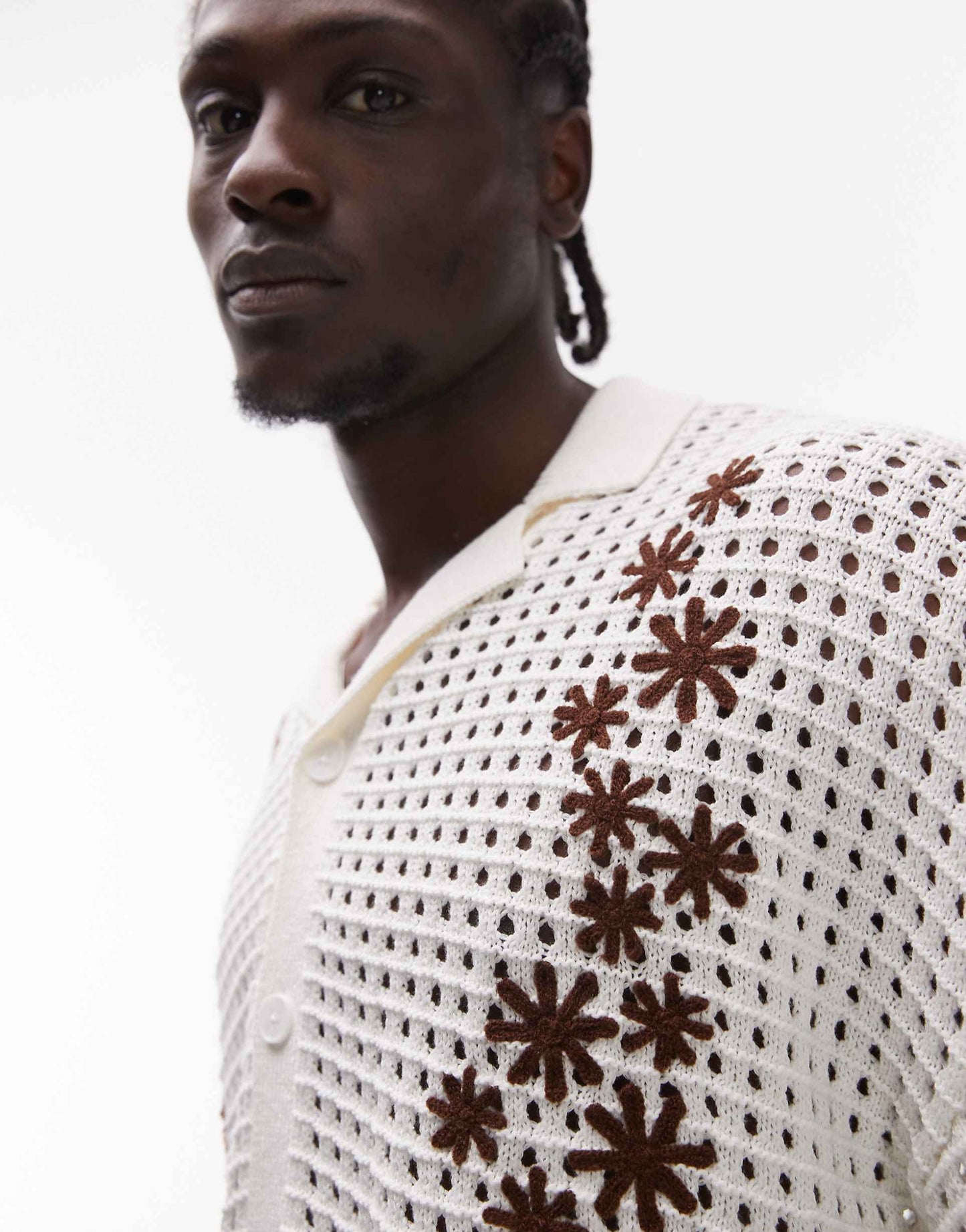 Revere Embroidered Floral Crochet Shirt