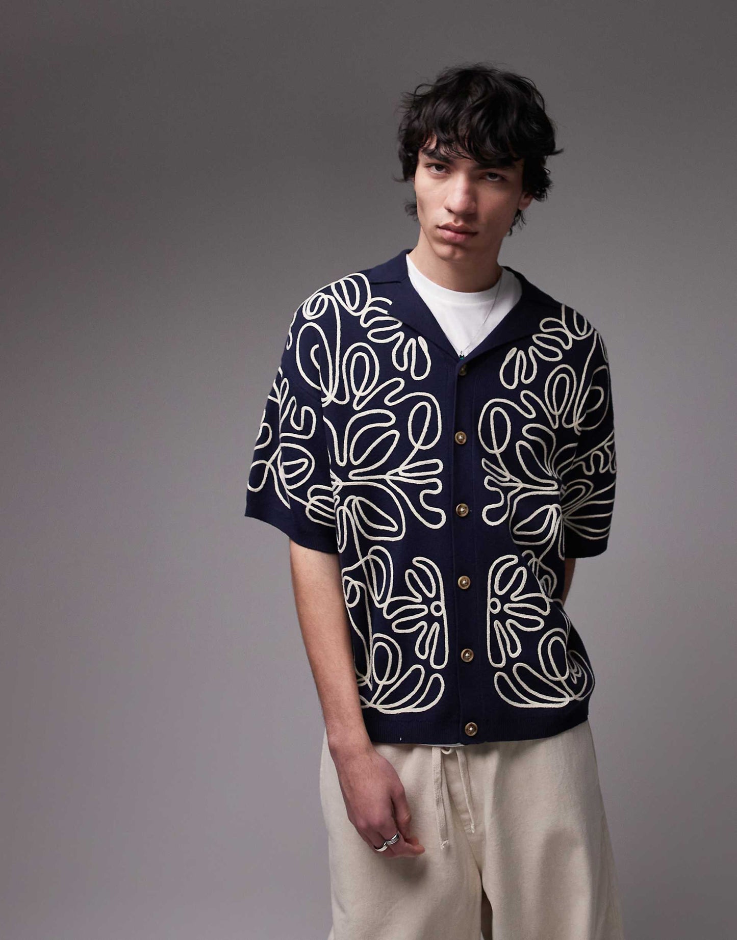 Relaxed Heavy Embroidered Floral Shirt
