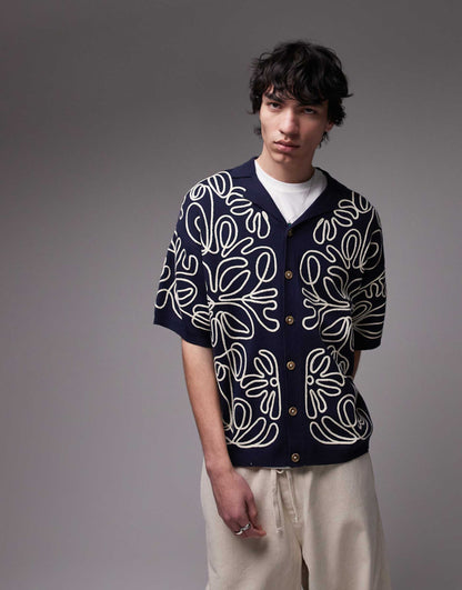 Relaxed Heavy Embroidered Floral Shirt