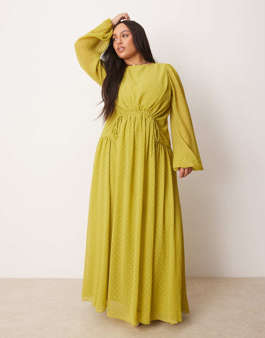 Curve Dobby Channel Detail Maxi Dress