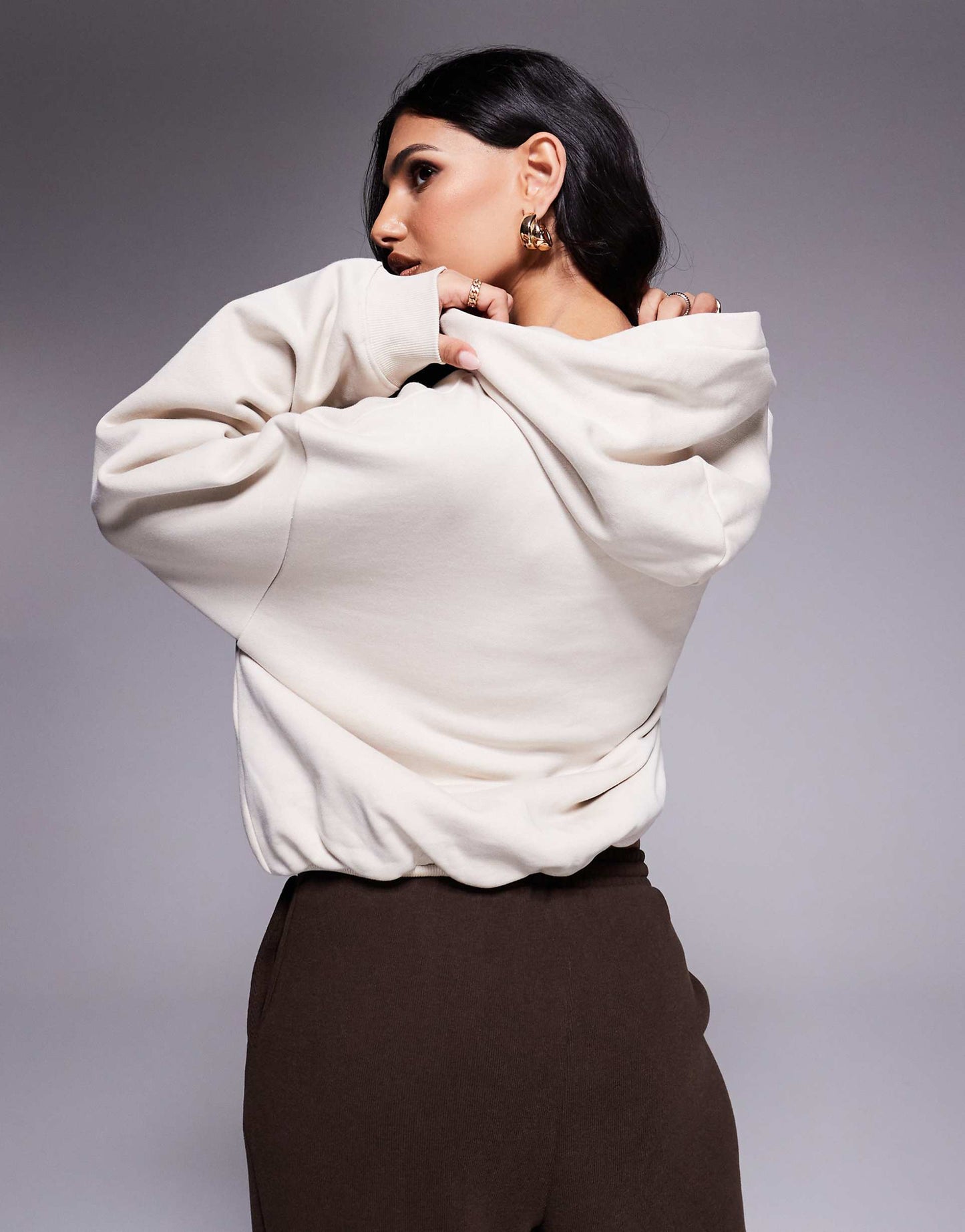 Hoodie With Bubble Hem Detail