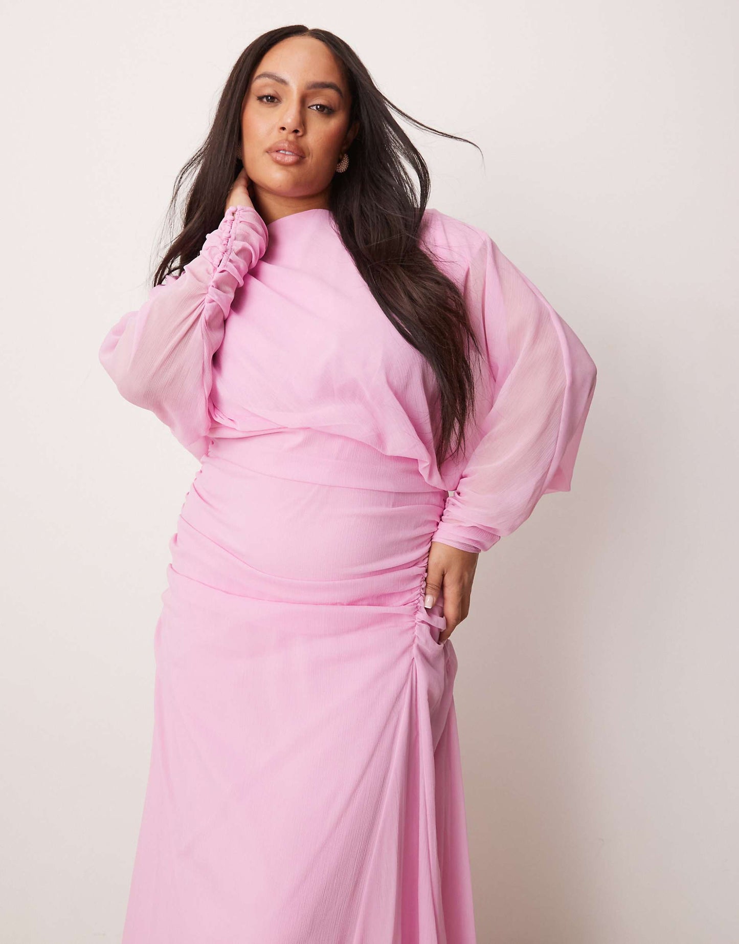 Curve Blouson Ruched Detail Maxi Dress