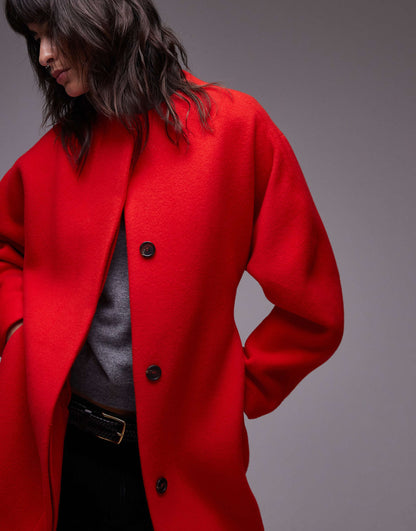 Wool Belted Midaxi Coat With Sculptural Sleeves