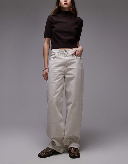 Coral High Waist Relaxed Leg Jeans