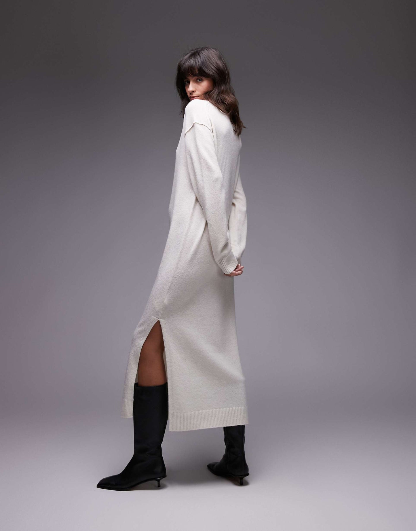 Oversized Knitted Midaxi Dress With Side Splits