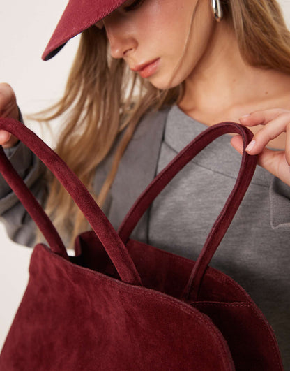 Suede Bowler Tote Bag