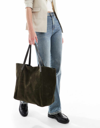 Suede Winged Tote Bag