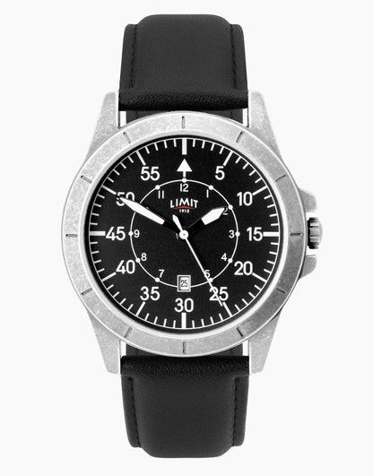 Pilot 46Mm Mens Round Black Analogue Watch