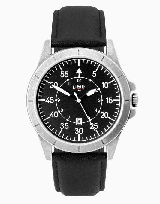 Pilot 46Mm Mens Round Black Analogue Watch
