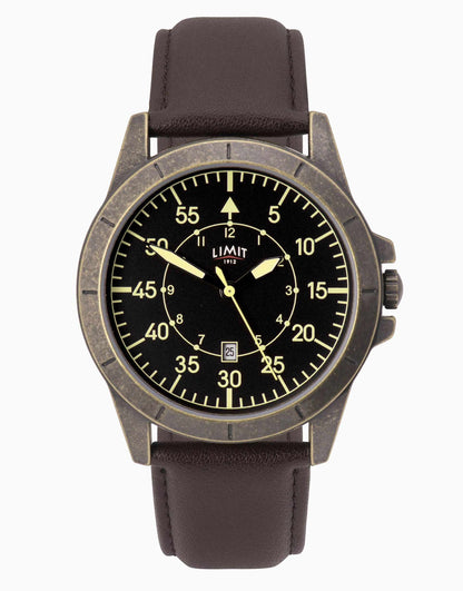 Pilot 46Mm Mens Round Black Analogue Watch