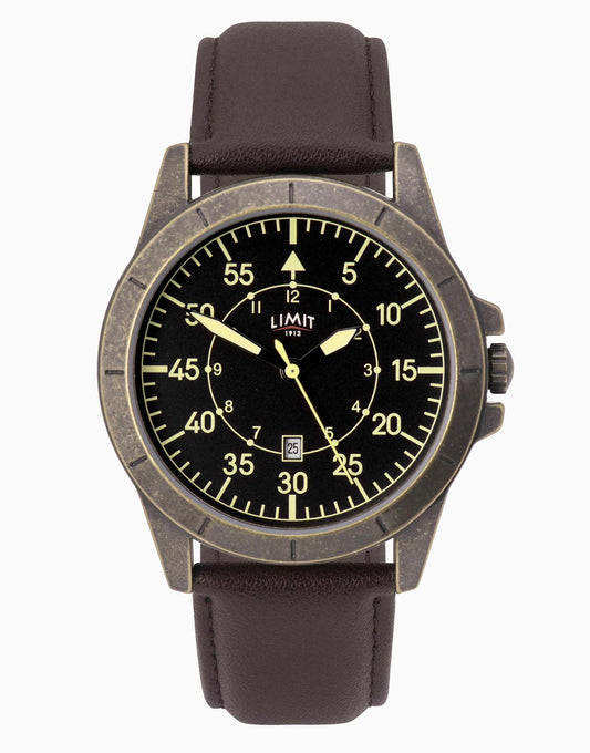 Pilot 46Mm Mens Round Black Analogue Watch