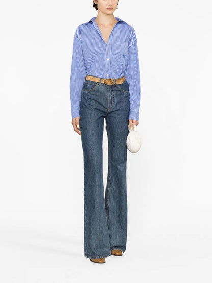 Striped Logo-Embroidered Cotton Shirt