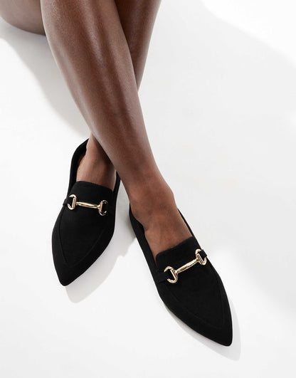 Wide Fit Buckle Detail Pointed Toe Loafer