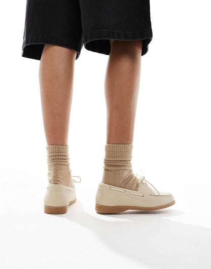 Wide Fit Lace Up Boat Shoes