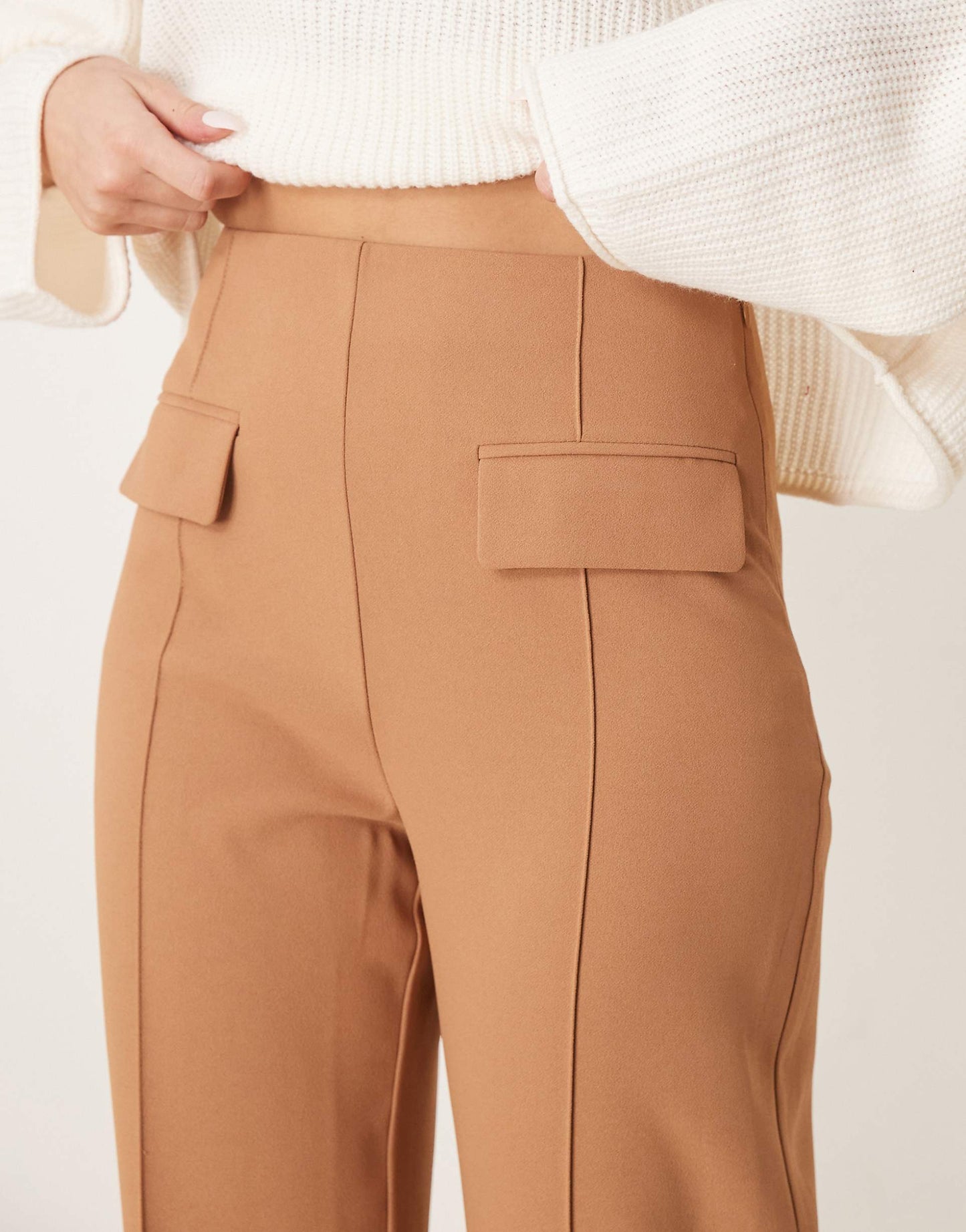 Tailored Double Pocket Straight Leg Trousers With Pleat Detail