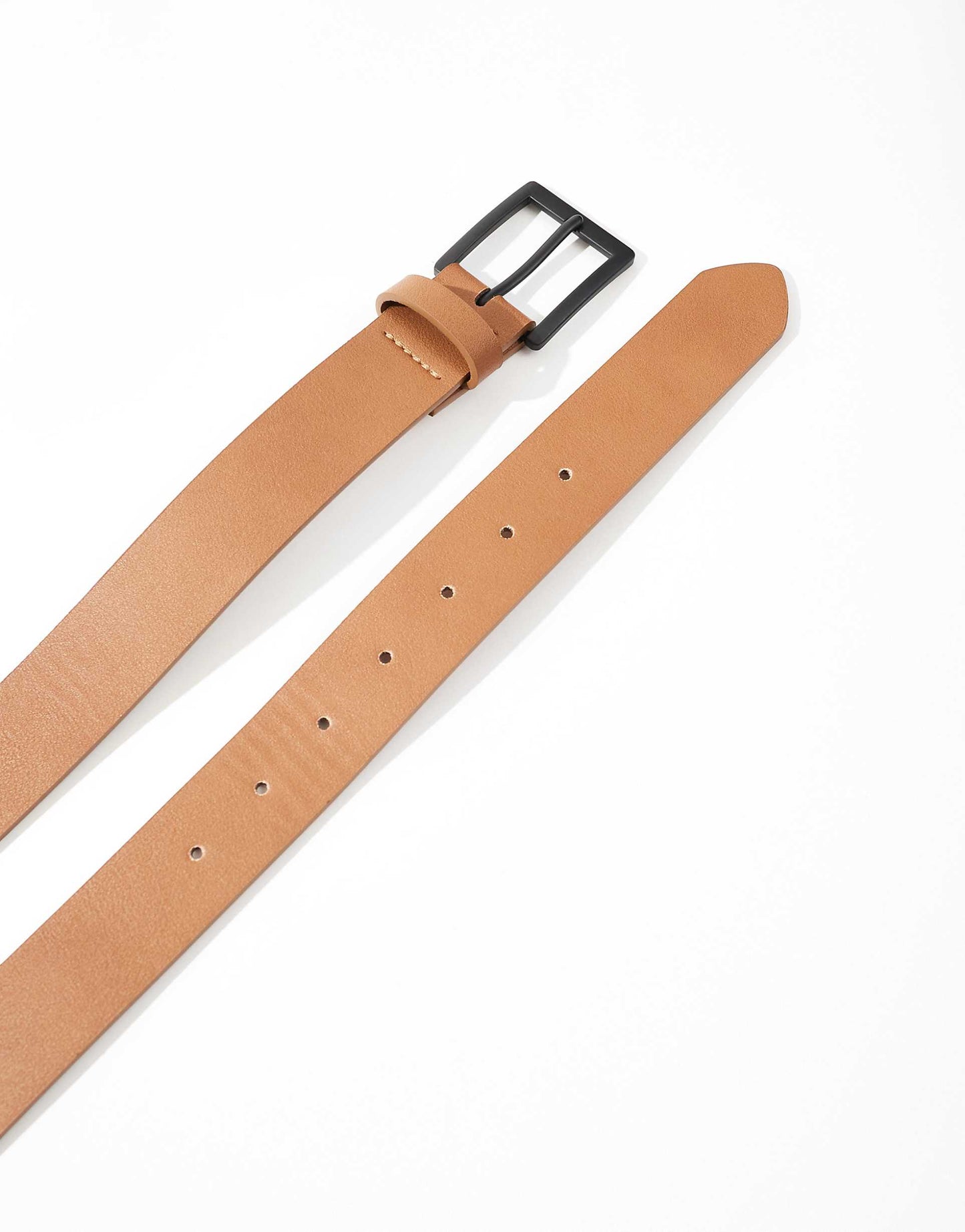 Faux Leather Belt With Contrast Buckle