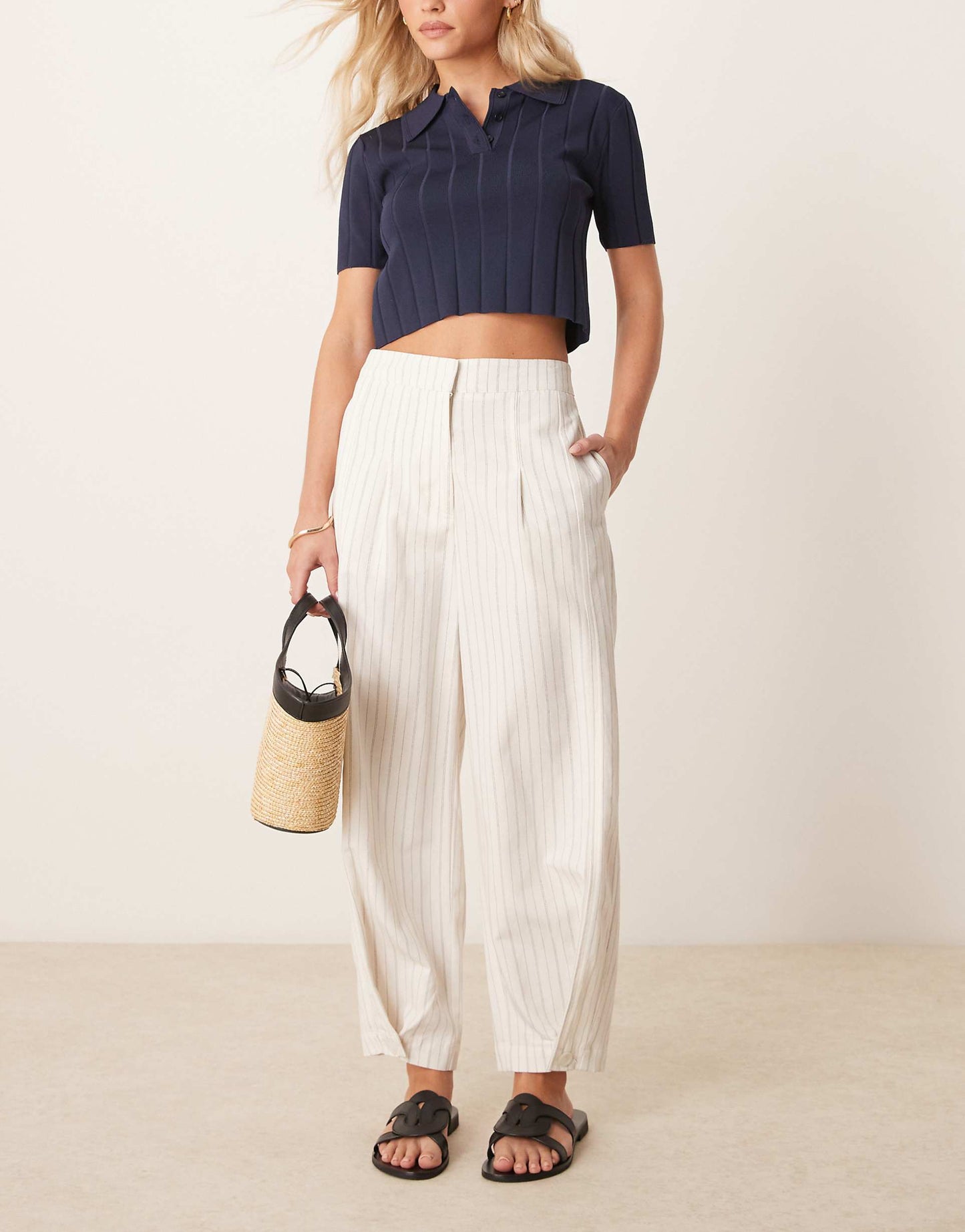 Petite Tailored Linen Trousers With Multi Way Tab Hem