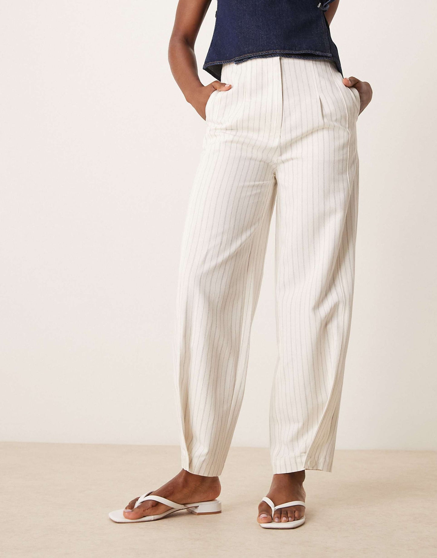 Tailored Linen Trousers With Multi Way Tab Hem