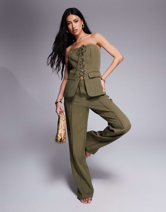 Exclusive Straight Leg Front Seam Trousers Co-Ord