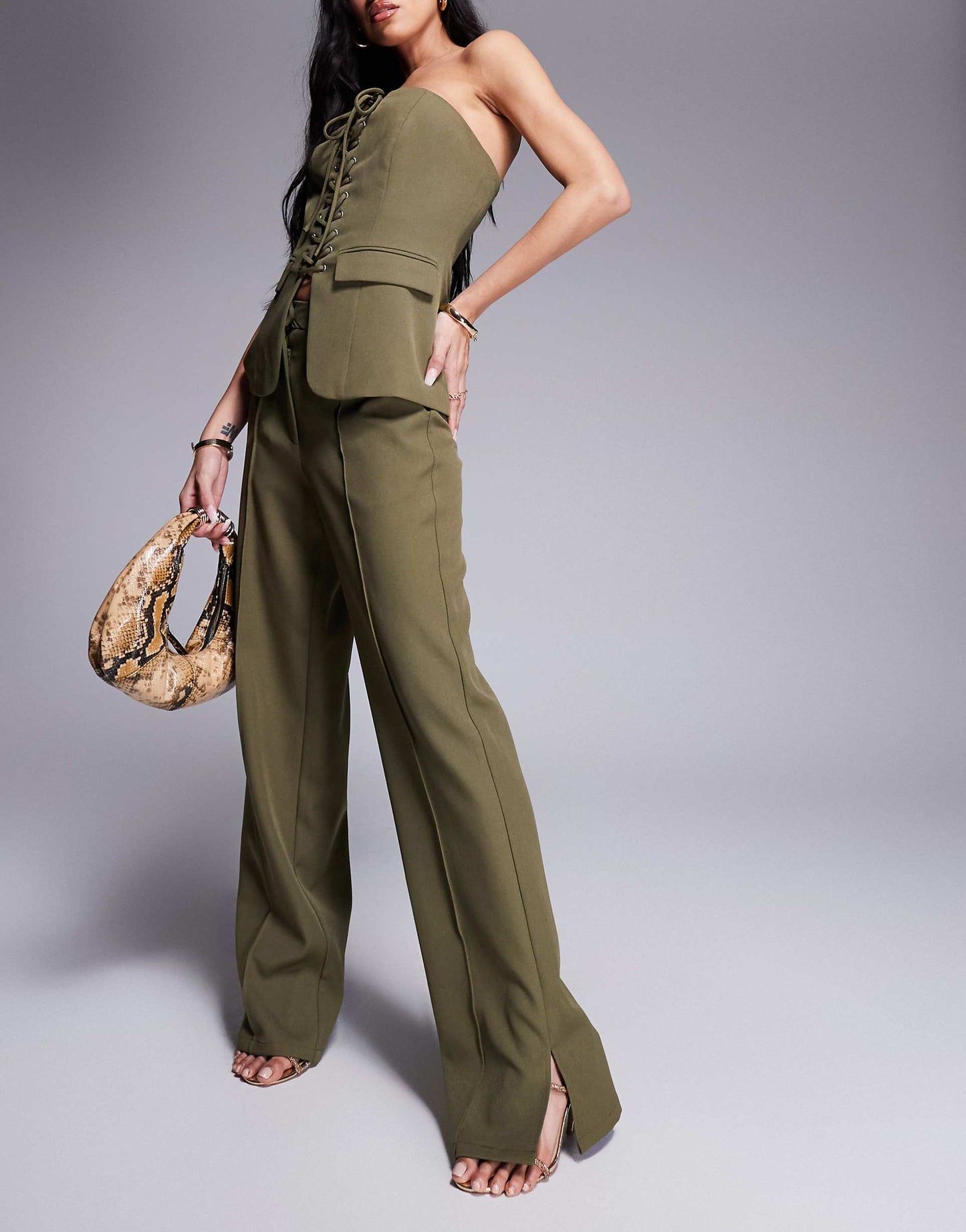 Exclusive Straight Leg Front Seam Trousers Co-Ord