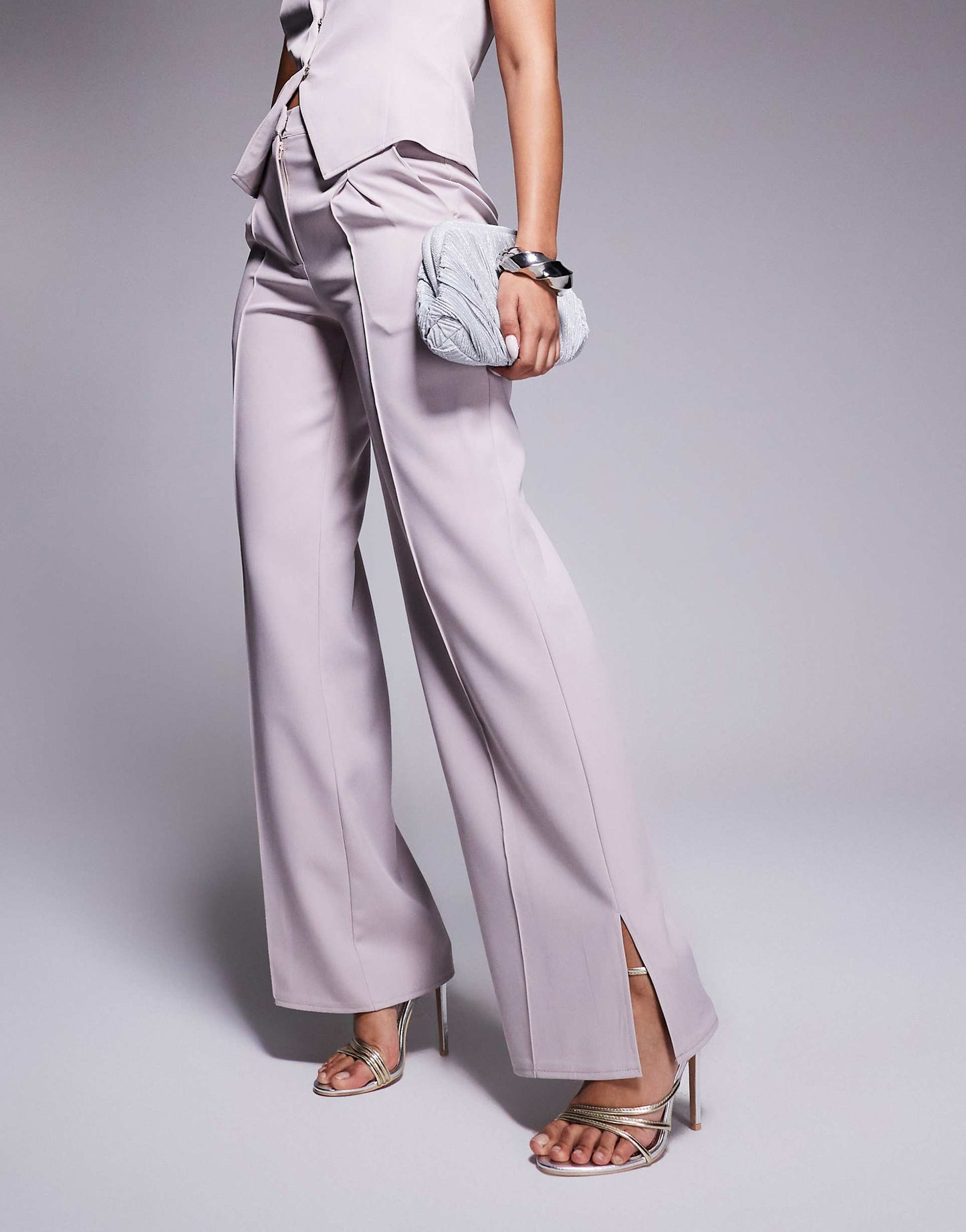 Exclusive Tailored Wide Leg Seam Detail Trousers Co-Ord