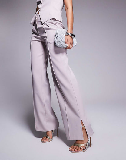 Exclusive Tailored Wide Leg Seam Detail Trousers Co-Ord