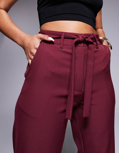 Exclusive Tailored Tie Waist Wide Leg Trousers Co-Ord