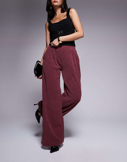 Textured Wide Leg Trouser