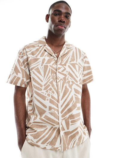 Abstract Print Resort Beach Shirt