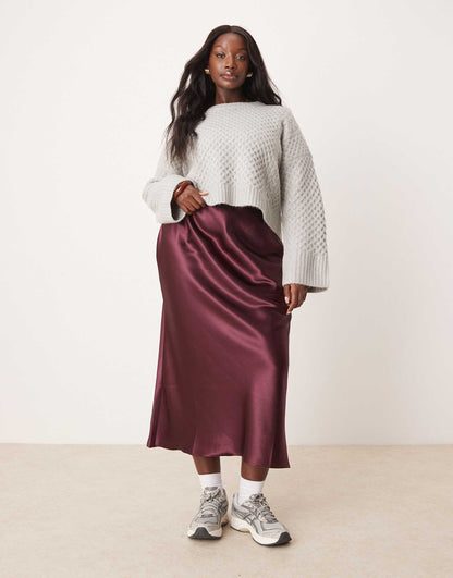 Curve Satin Midi Bias Skirt