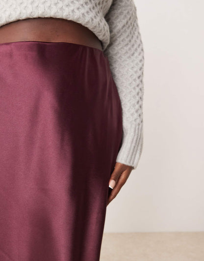 Curve Satin Midi Bias Skirt