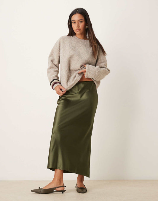 Satin Midi Bias Skirt