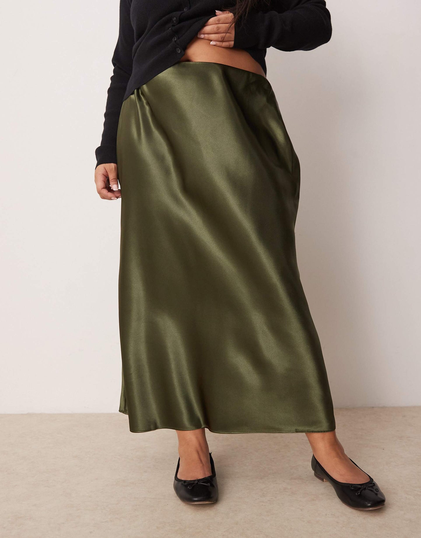 Curve Satin Midi Bias Skirt
