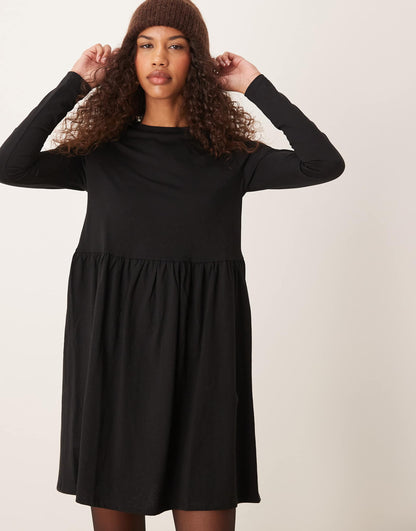 Long Sleeve Jersey Mini Smock Dress