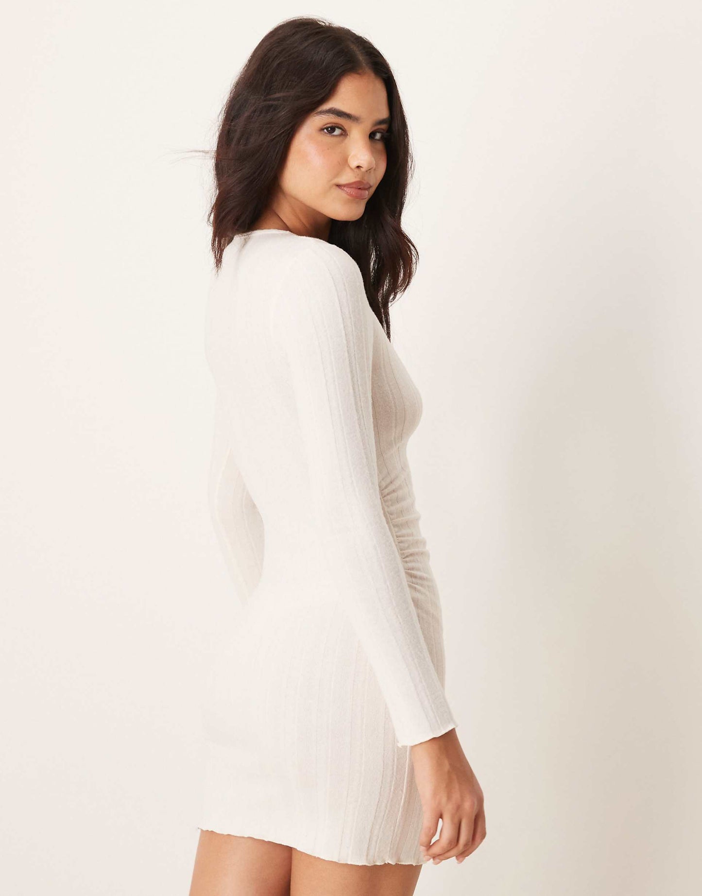 Ribbed Mini Dress With Ruched Side