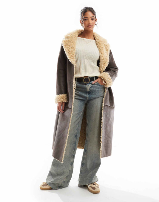 Shearling Oversized Maxi Jacket