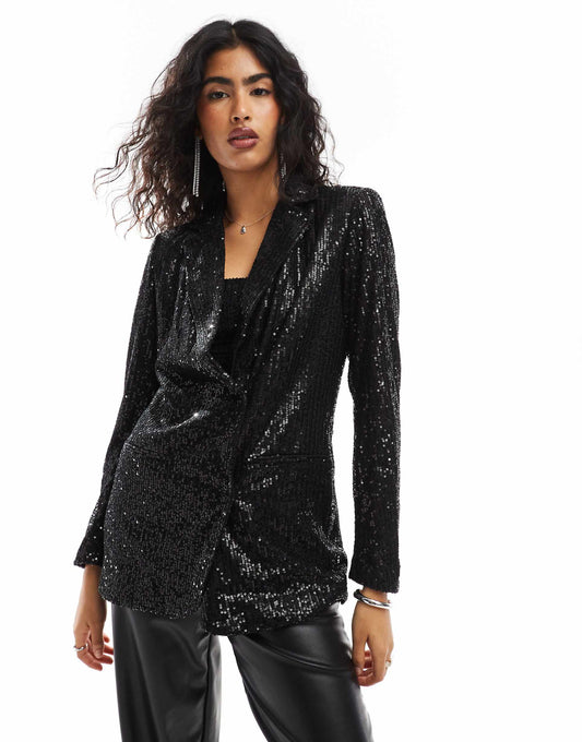 Longline Sequin Blazer