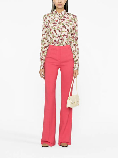 Mid-Rise Flared Trousers