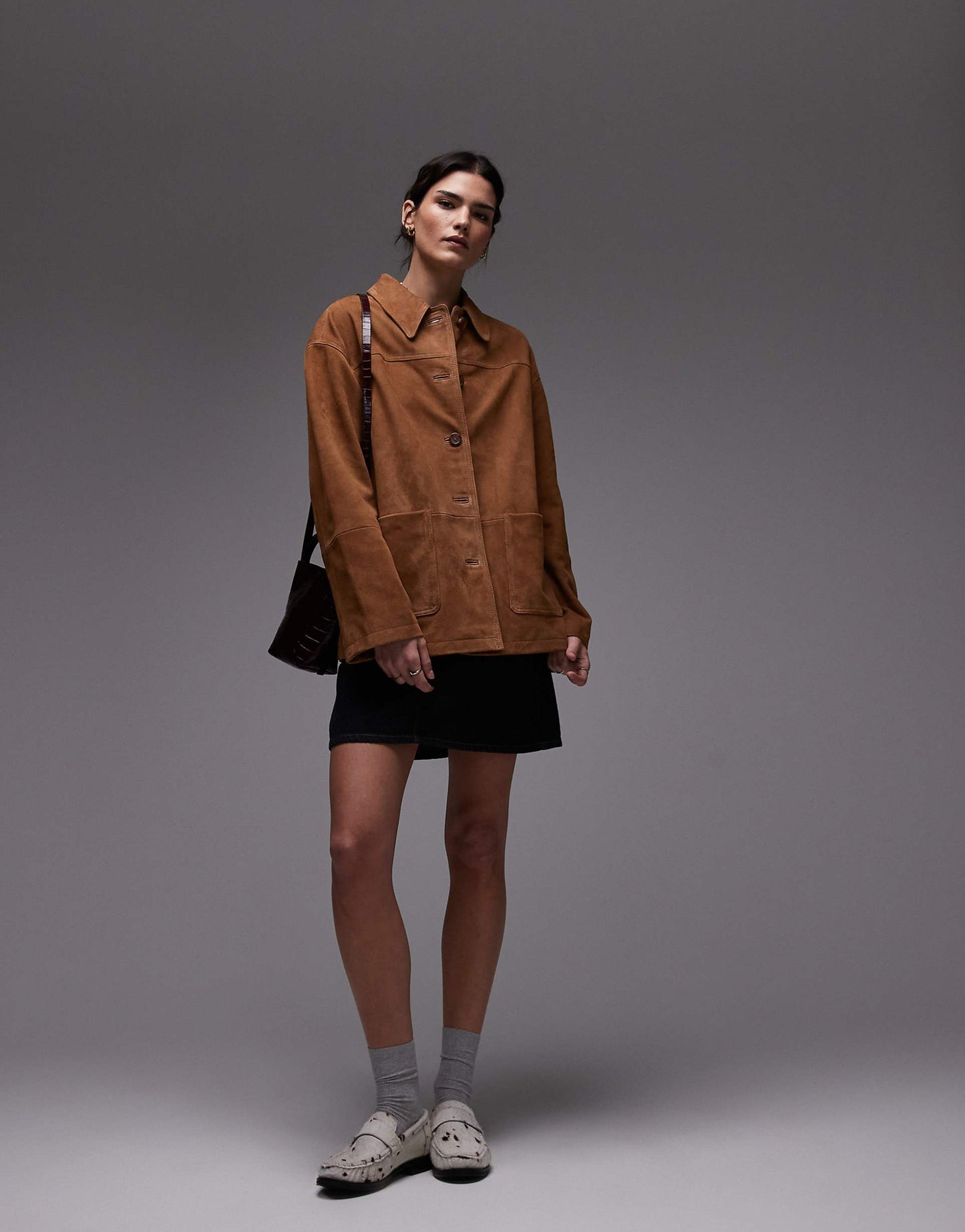 Premium Real Suede Patch Pocket Boxy Jacket