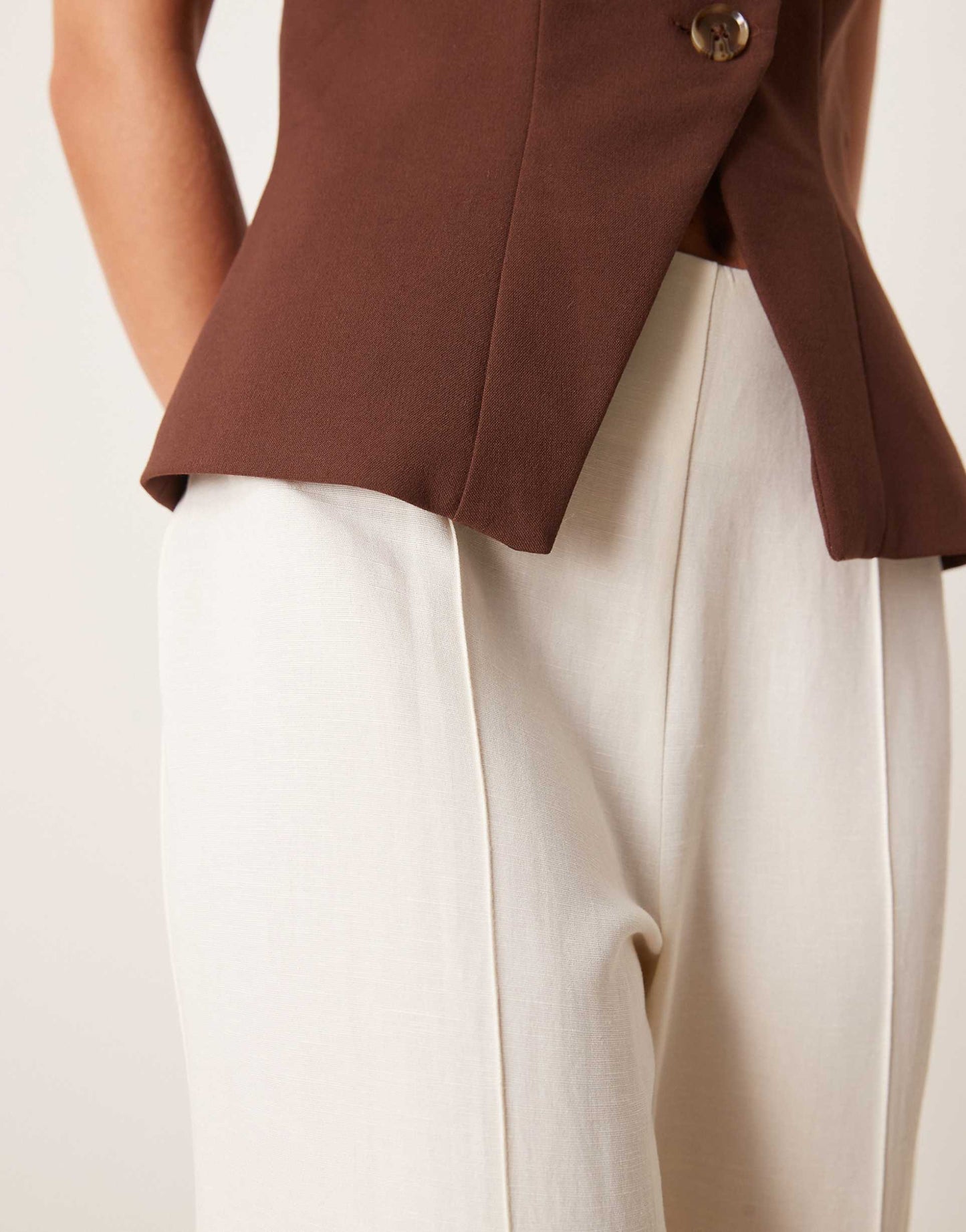 Petite Tailored Linen Culotte Trousers