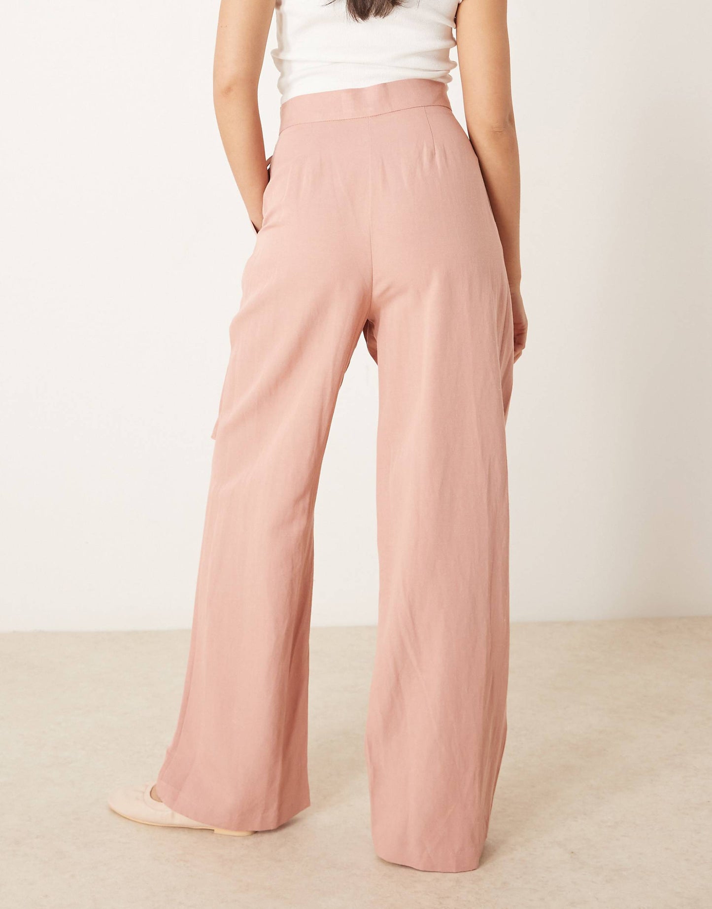 Linen Tie Front Wide Leg Trousers