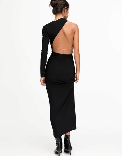 One Shoulder Maxi Polyamide Dress