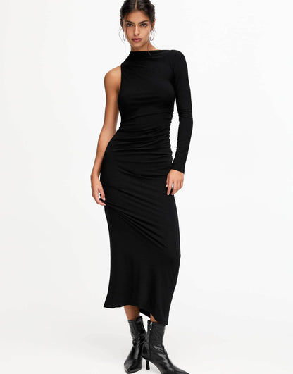 One Shoulder Maxi Polyamide Dress