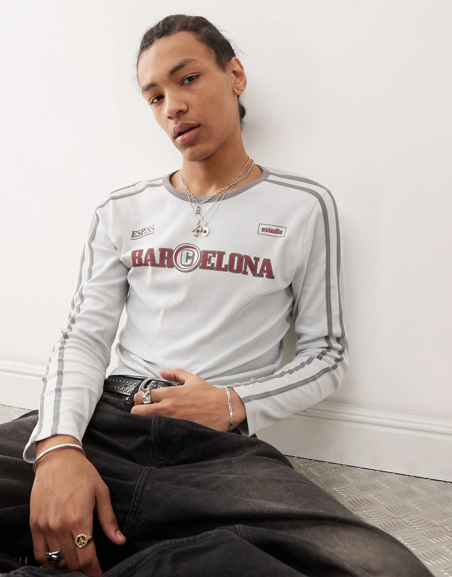 Shrunken Long Sleeve Football T-Shirt