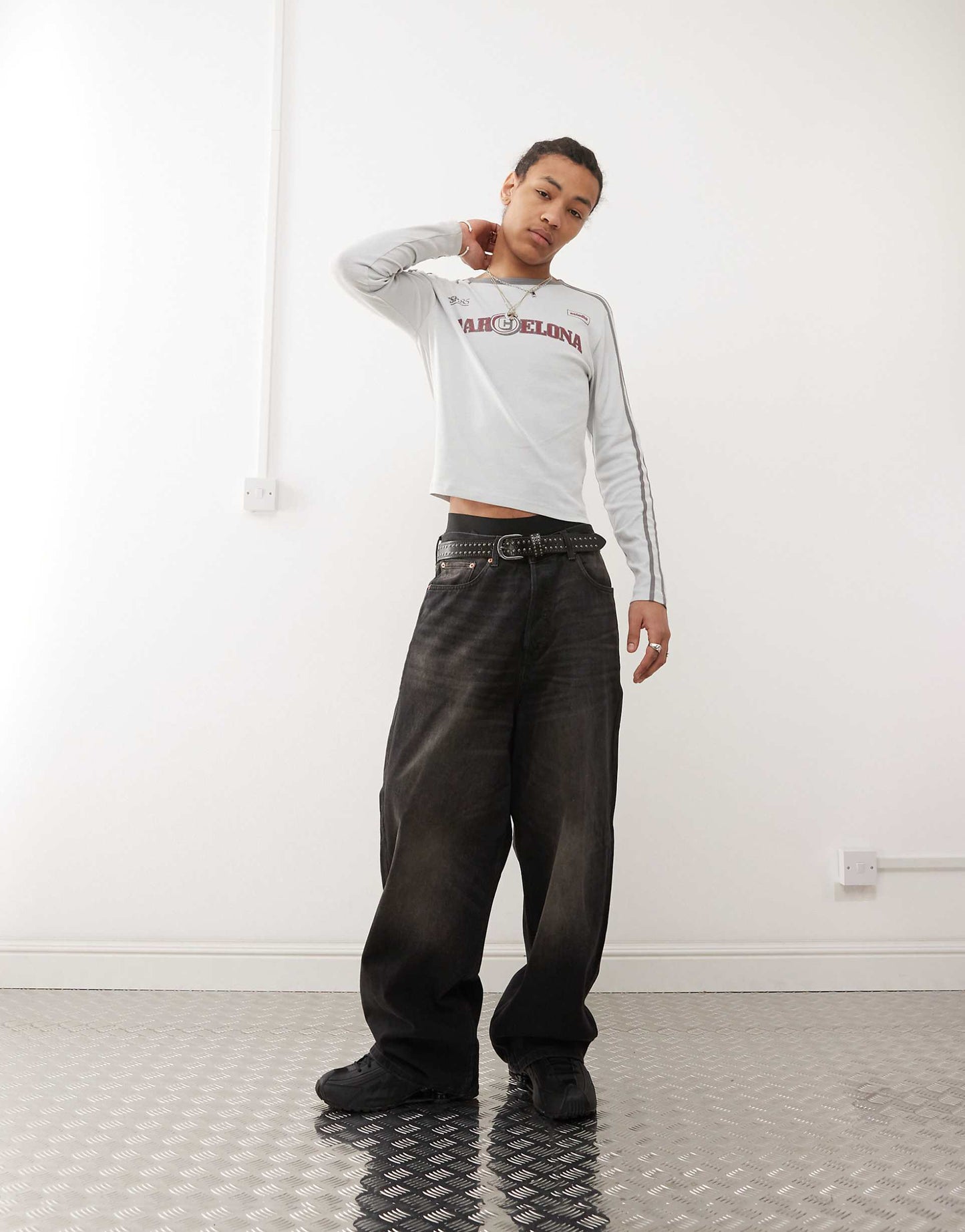 Shrunken Long Sleeve Football T-Shirt