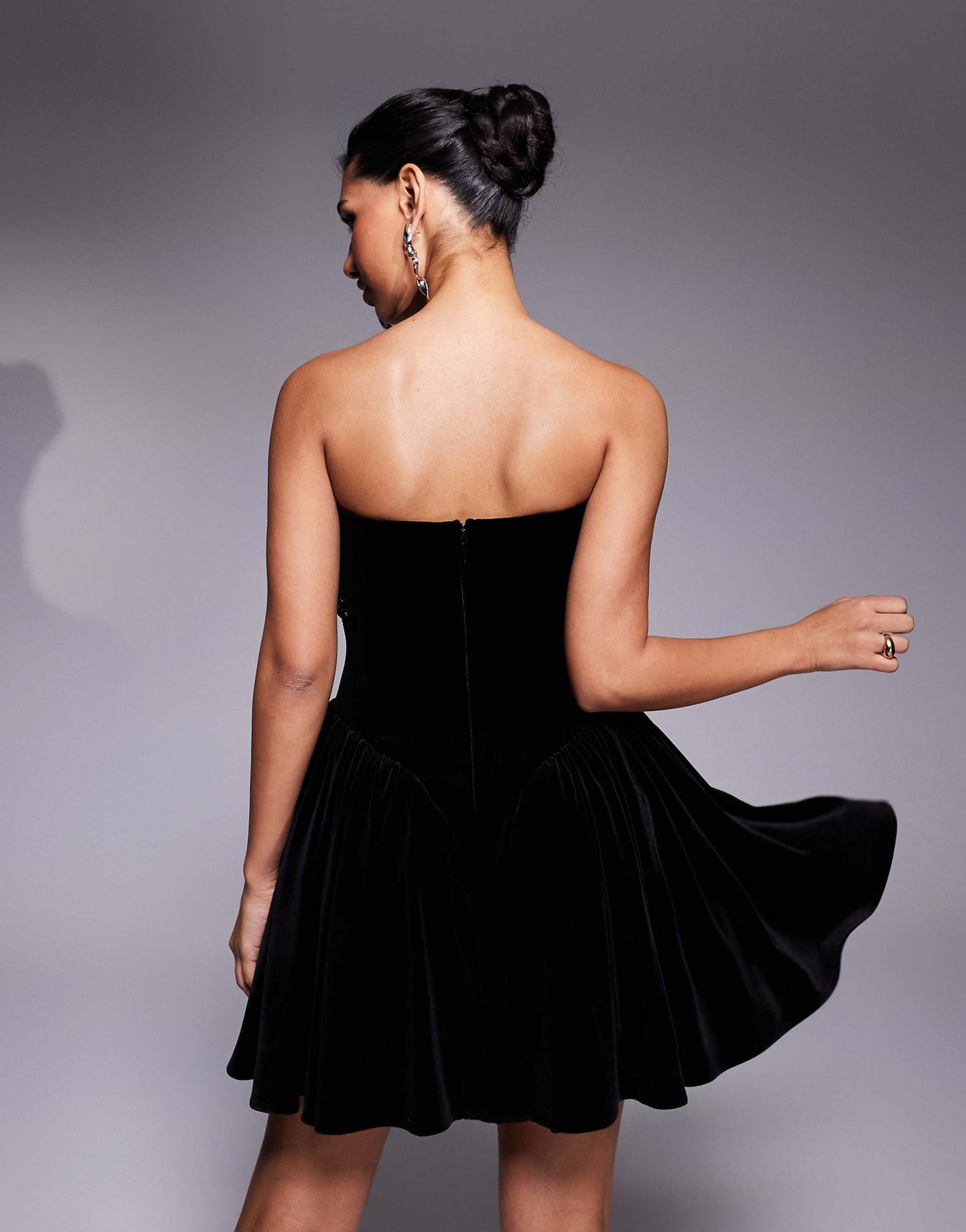 Jewelled Applique Velvet Mini Dress